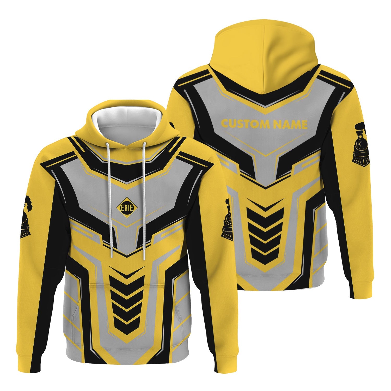Railspirit Personalized Erie Railroad Hoodie Armor-Inspired Design Train Zip Up Hoodie All Over Print