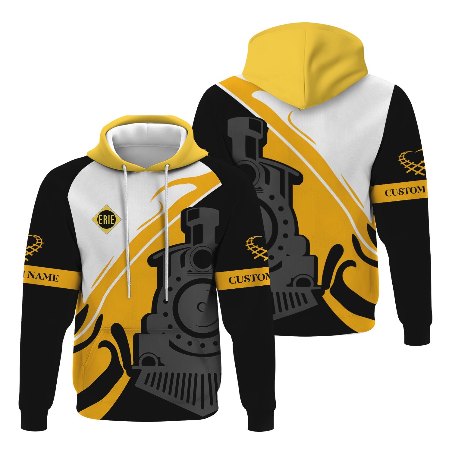 Railspirit Personalized Erie Railroad Hoodie Flame-Inspired Style Zip Up Hoodie Gift Idea For Train Lovers