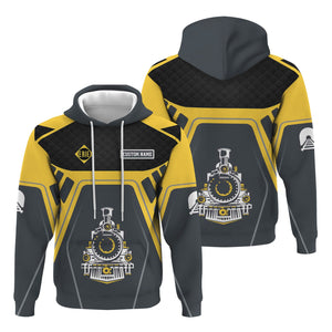 Railspirit Personalized Erie Railroad Hoodie Steam Locomotive Engine Graphic Train Zip Up Hoodie All Over Print