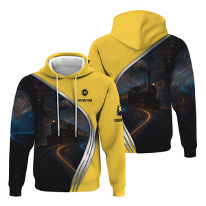 Railspirit Personalized Erie Railroad Hoodie Steampunk Locomotive with Custom Year Train Zip Up Hoodie