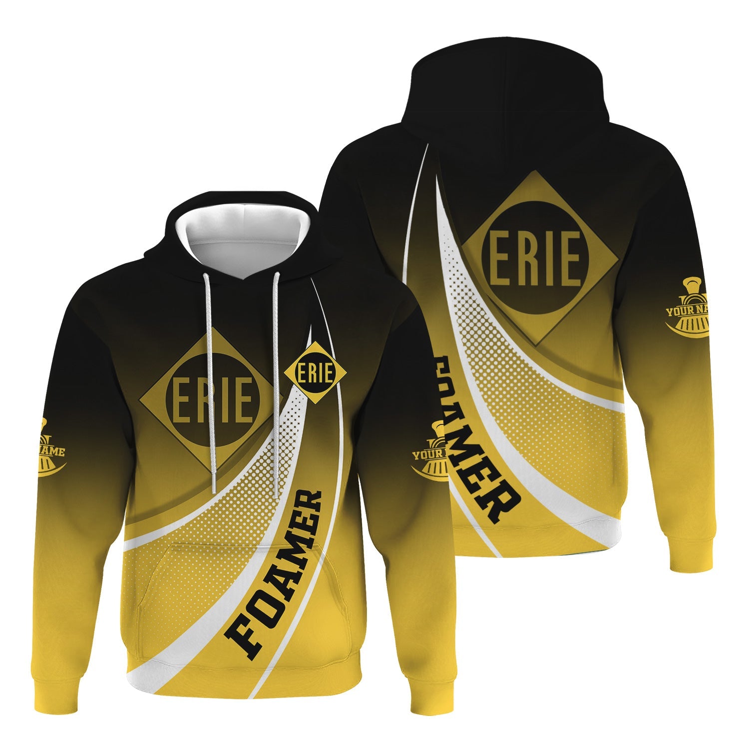 Railspirit Personalized Erie Railroad Hoodie Railway-Themed Style Zip Up Hoodie Gift Idea For Trainspotter