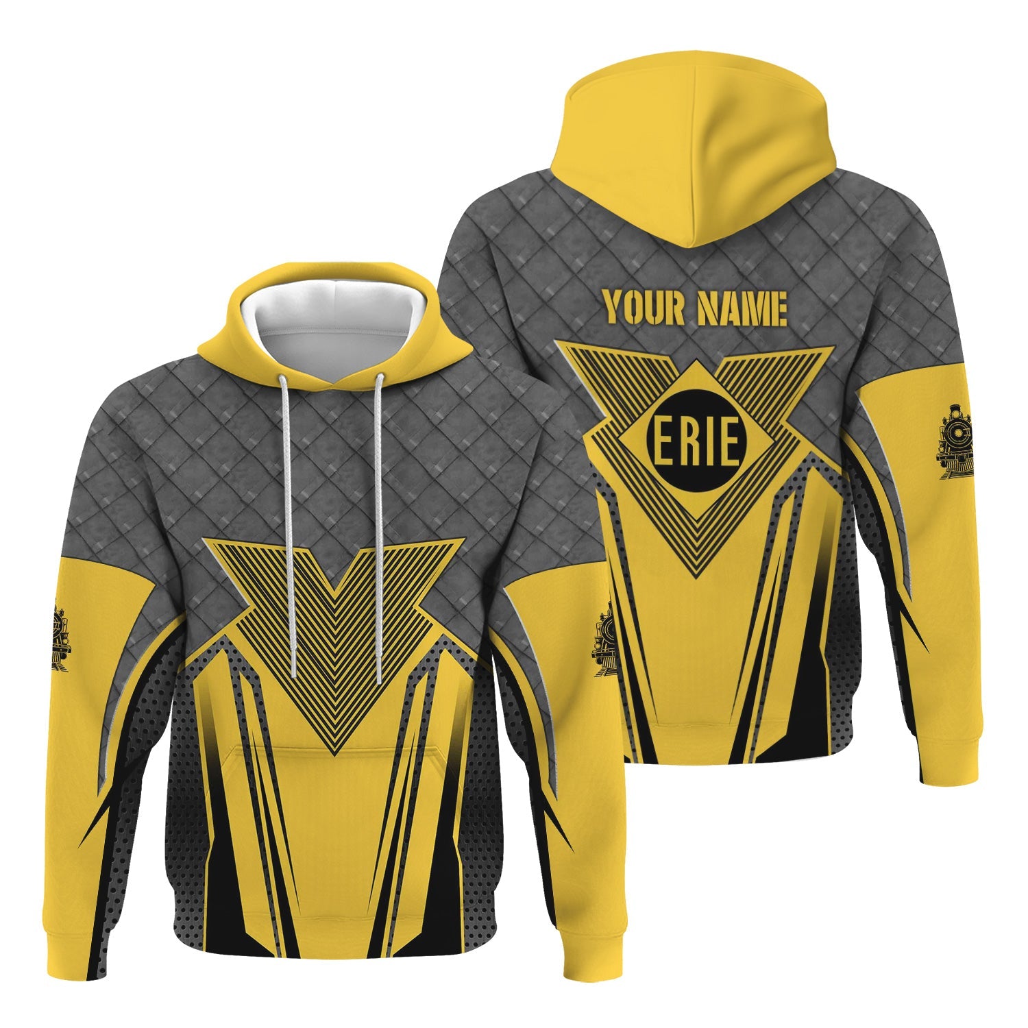 Railspirit Personalized Erie Railroad Hoodie Rugged Steel Vibes Train Zip Up Hoodie All Over Print