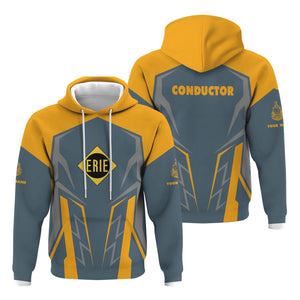 Railspirit Personalized Erie Railroad Hoodie Futuristic Design with Custom Job Train Zip Up Hoodie