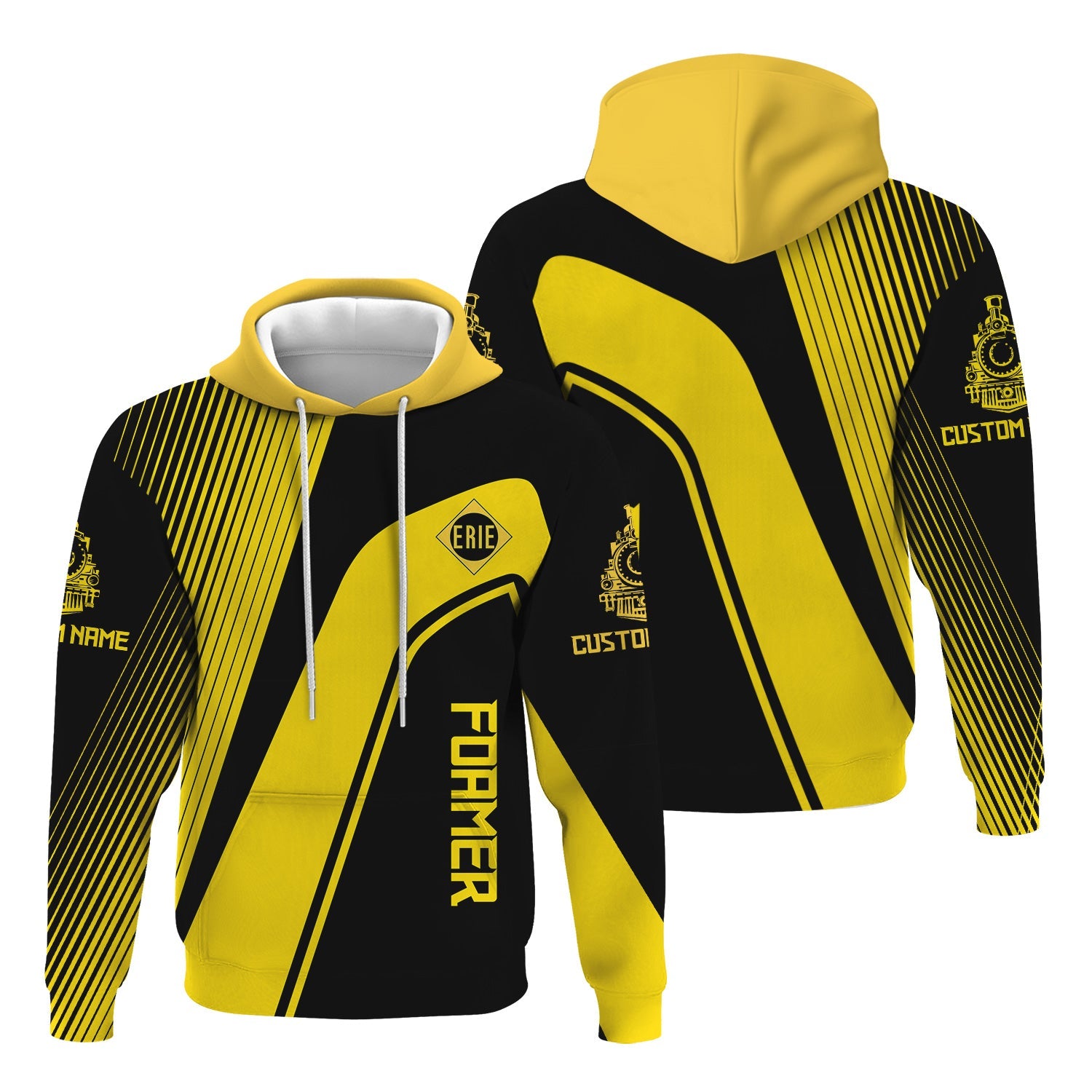 Railspirit Personalized Erie Railroad Hoodie Vibrant Striking Style Zip Up Hoodie For Rail Enthusiasts