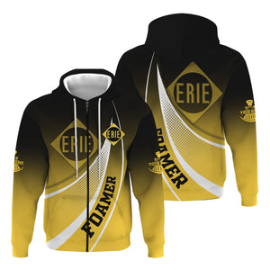 Railspirit Personalized Erie Railroad Hoodie Railway-Themed Style Zip Up Hoodie Gift Idea For Trainspotter