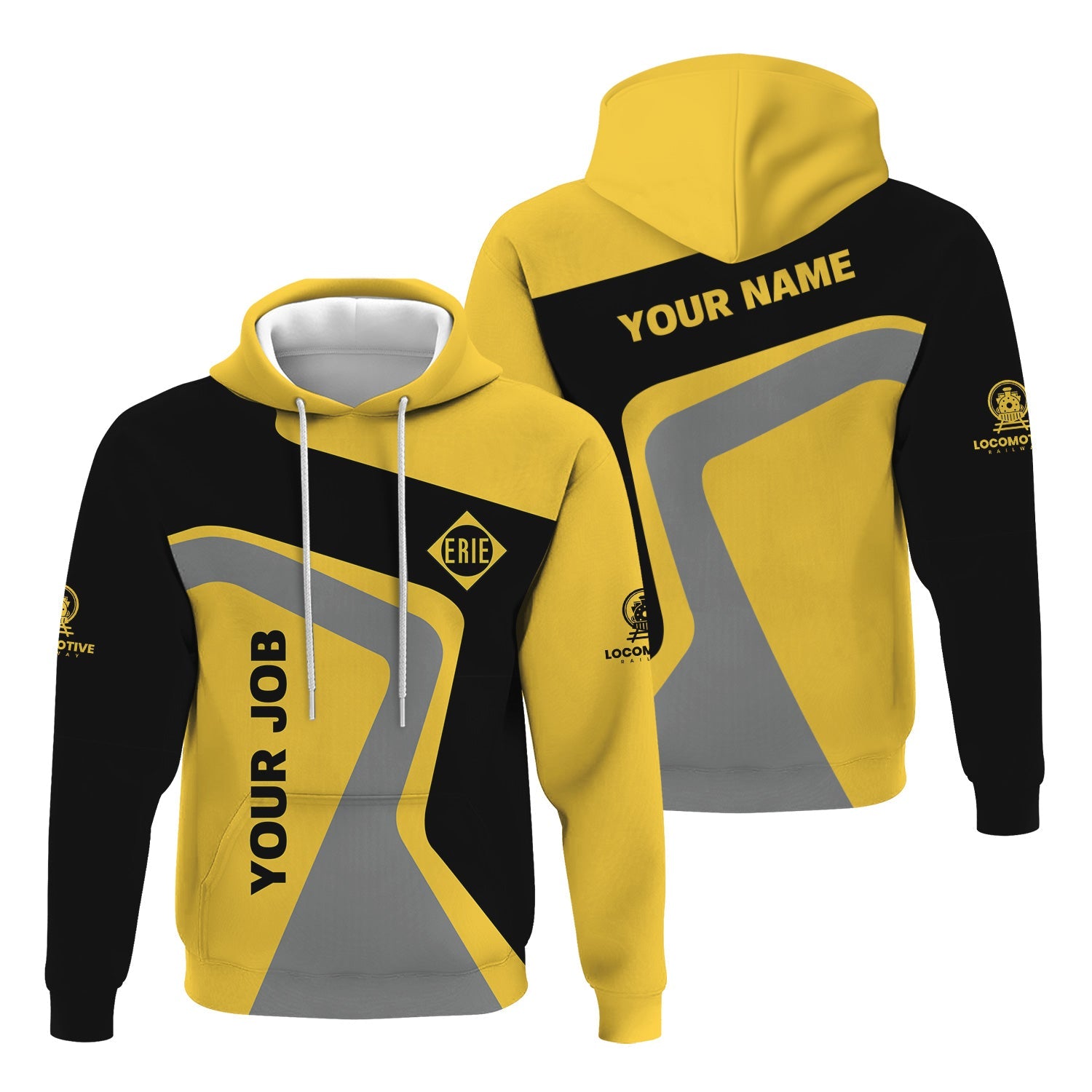 Railspirit Personalized Erie Railroad Hoodie Unique Design with Custom Job Position Train Zip Up Hoodie
