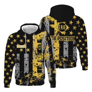 Railspirit Personalized Erie Railroad Hoodie Artistic Paint American Flag Style Train Zip Up Hoodie