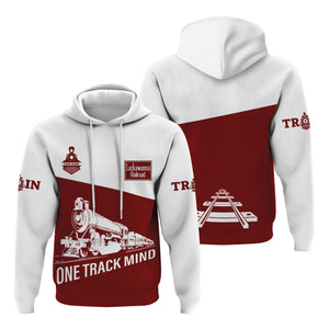 Railspirit Custom Name Delaware, Lackawanna and Western Railroad Hoodie One Track Mind DL&W Printed Zip Hoodie