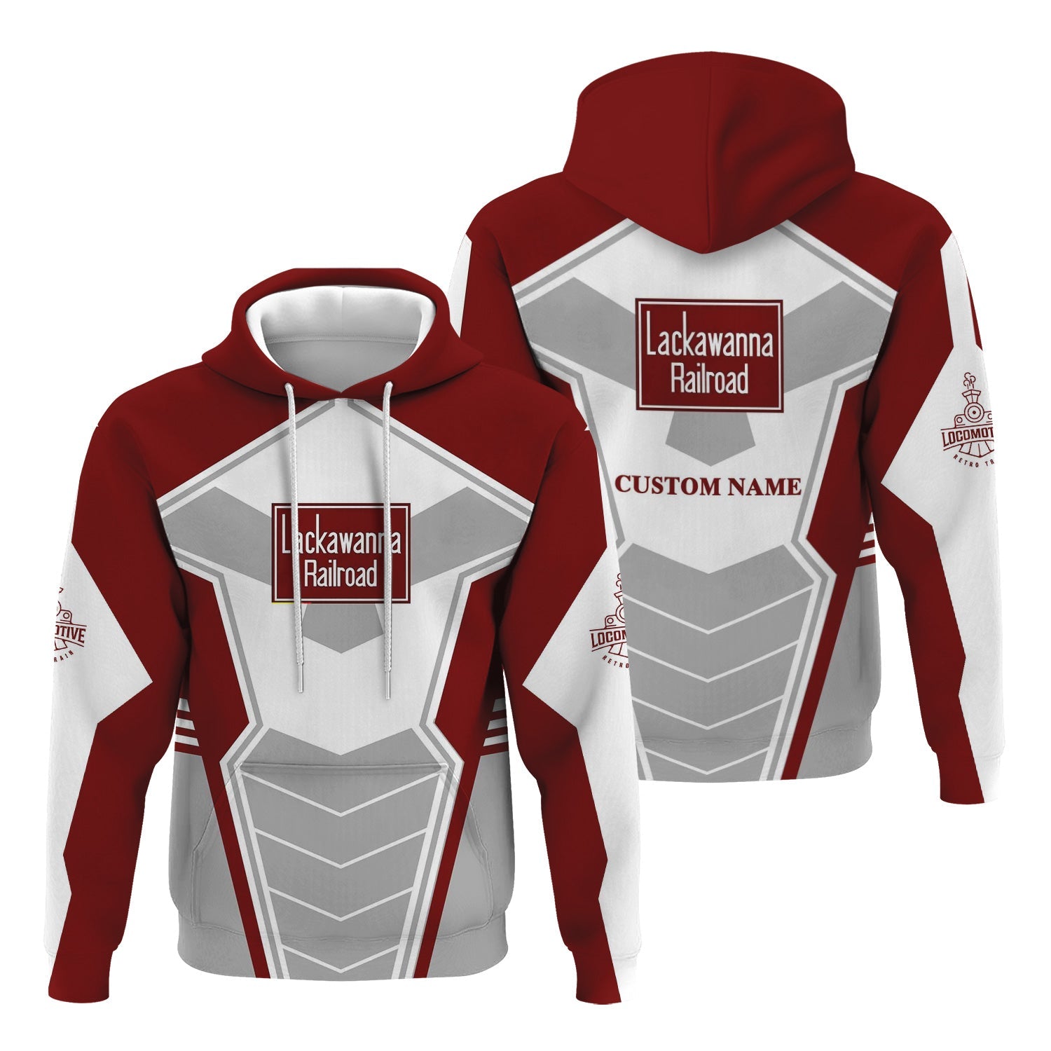 Railspirit Personalized Delaware, Lackawanna and Western Railroad Hoodie Engine-Inspired Style DL&W Train Zip Up Hoodie for Railroad Fanatic