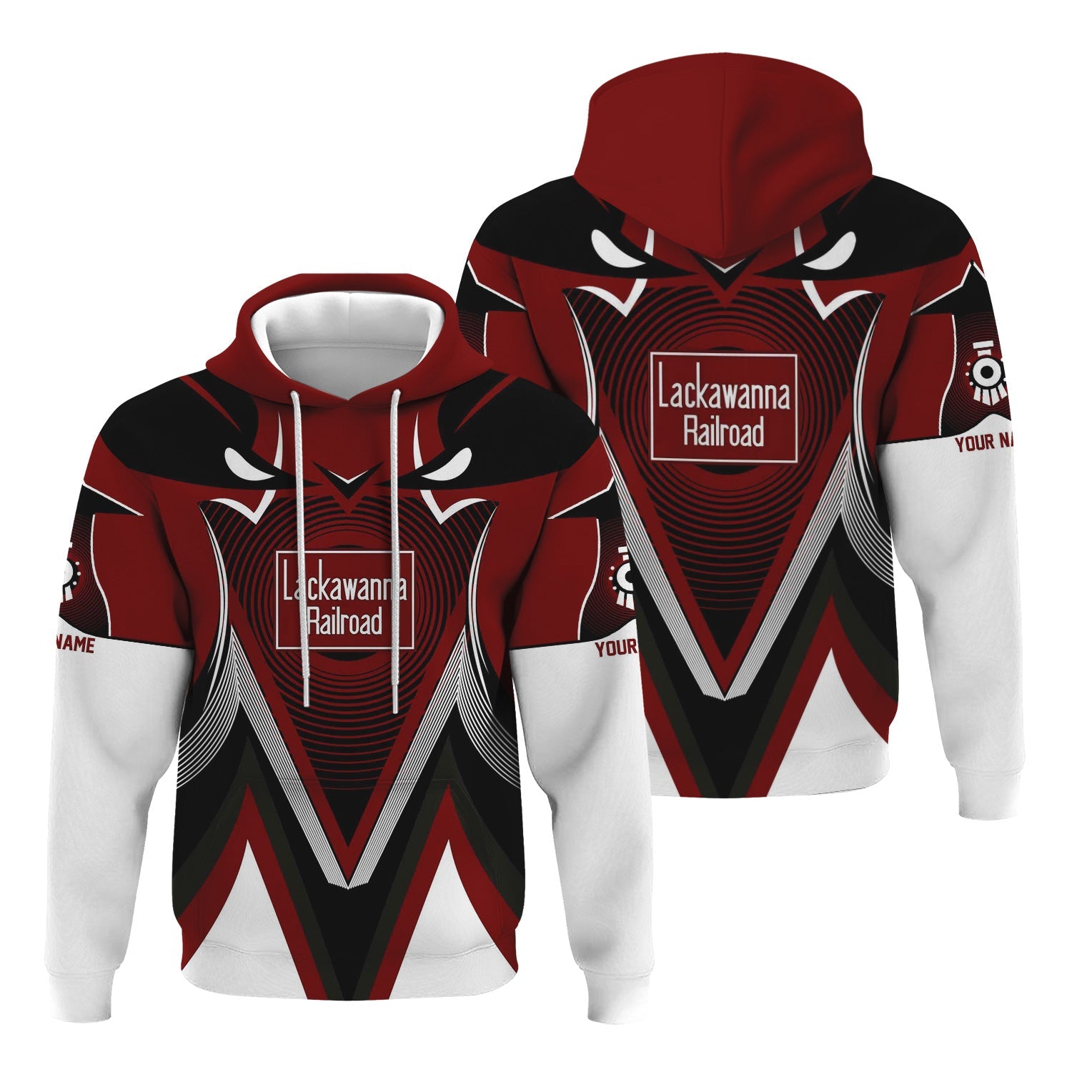 Railspirit Personalized Delaware, Lackawanna and Western Railroad Hoodie Vibrant Graphic Pattern DL&W Zip Up Hoodie For Train Enthusiasts