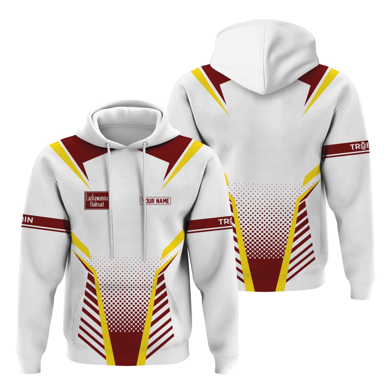 Railspirit Personalized Delaware, Lackawanna and Western Railroad Hoodie Unisex DL&W Train Zip Hoodie All Over Print