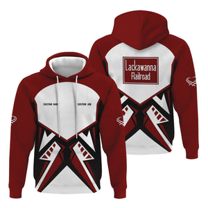 Railspirit Personalized Delaware, Lackawanna and Western Railroad Hoodie Vibriant Style with Custom Position DL&W Train Zip Up Hoodie