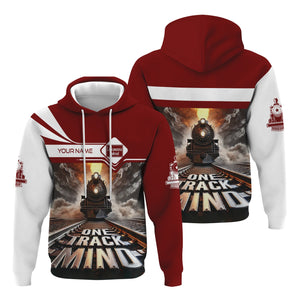 Railspirit Personalized Delaware, Lackawanna and Western Railroad Hoodie One Track Mind DL&W Train Printed ZIp Up Hoodie