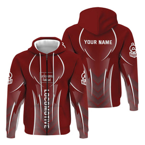 Railspirit Personalized Delaware, Lackawanna and Western Railroad Hoodie Striking Line Style DL&W Train Zip Up Hoodie For Locomotive Lovers
