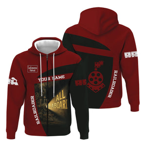 Railspirit Personalized Delaware, Lackawanna and Western Railroad Hoodie All Aboard Steam Train Movie Projector Style DL&W Zip Up Hoodie