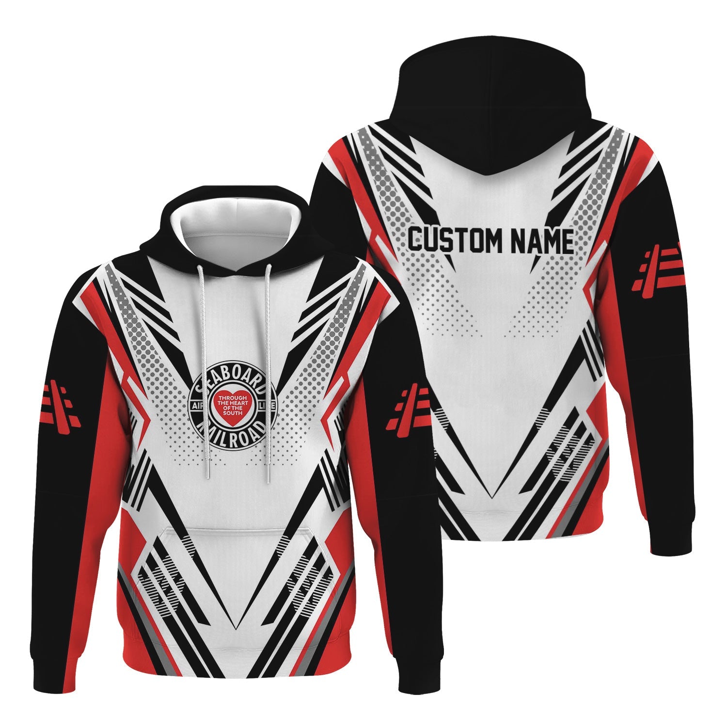 Railspirit Personalized Seaboard Air Line Railroad Hoodie Railroad Tribute Design Train Zip Up Hoodie for Train Lovers