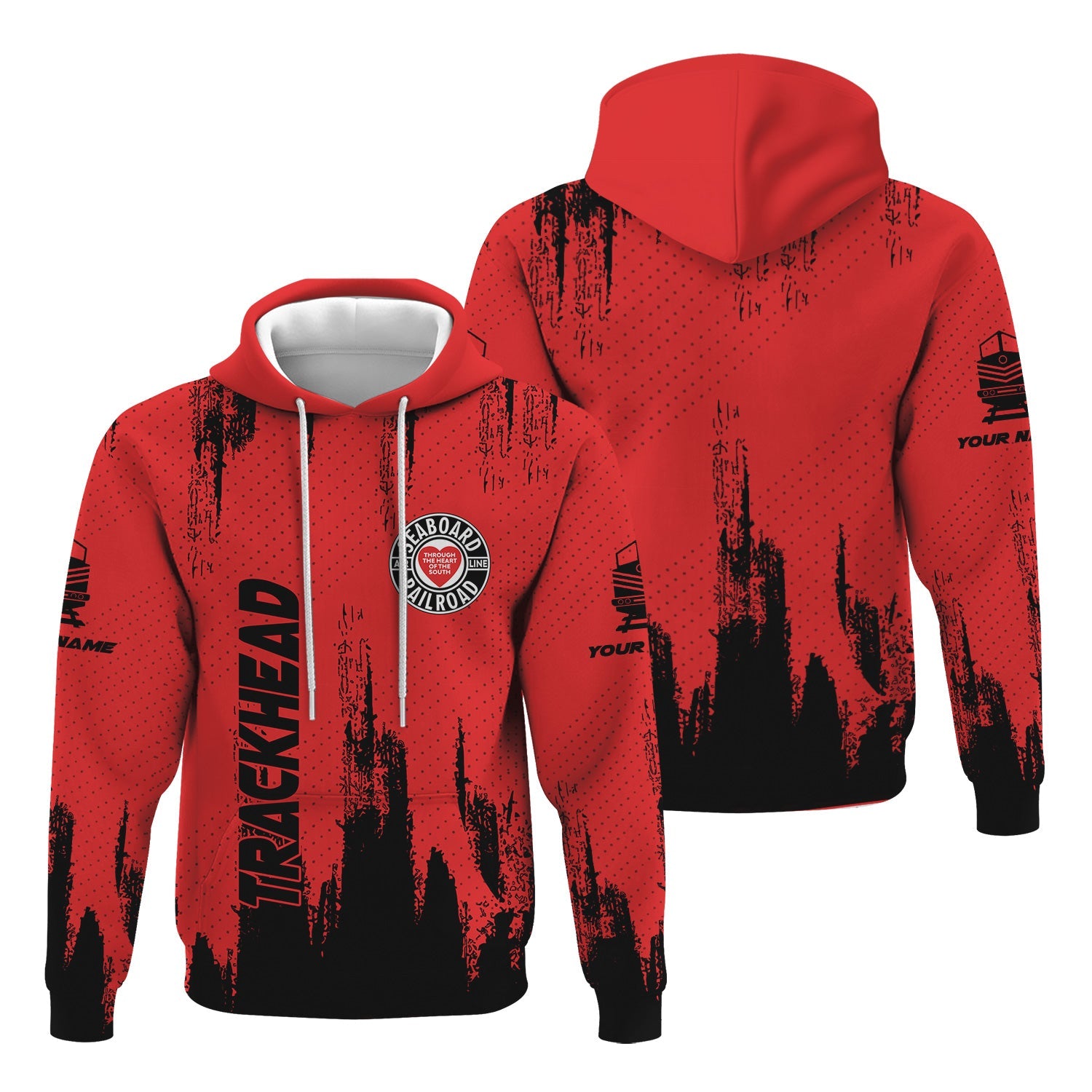 Railspirit Personalized Seaboard Air Line Railroad Hoodie Paint Impact Design Train Zip Up Hoodie for Trackhead