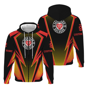 Railspirit Personalized Seaboard Air Line Railroad Hoodie Lightning Graphic Style Zip Up Hoodie Gift Idea For Train Lover