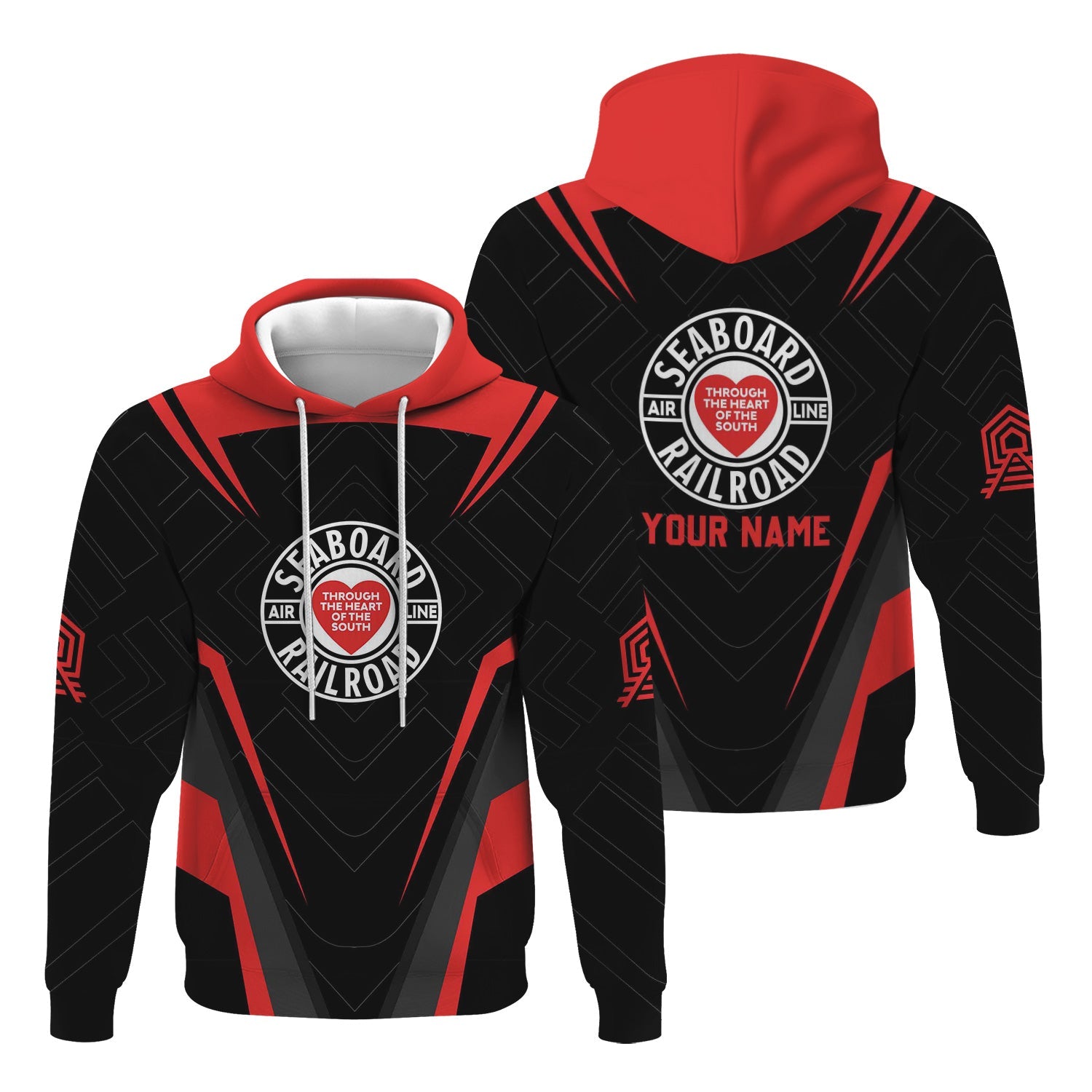 Railspirit Personalized Seaboard Air Line Railroad Hoodie Railway Inspired Apparel Train Zip Up Hoodie For Train Lovers