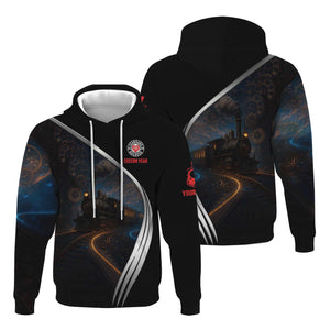 Railspirit Personalized Seaboard Air Line Railroad Hoodie Steampunk Locomotive with Custom Year Train Zip Up Hoodie