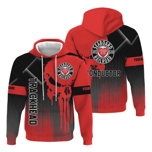 Railspirit Personalized Seaboard Air Line Railroad Hoodie Skull Design with Custom Job Train Zip Up Hoodie for Trackhead Crew