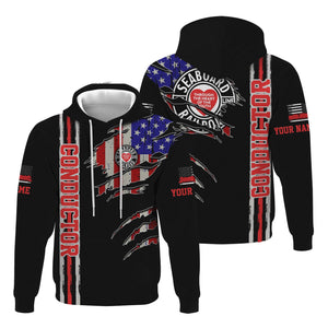 Railspirit Personalized Seaboard Air Line Railroad Hoodie USA Flag Claw Art with Custom Job Train Zip Up Hoodie