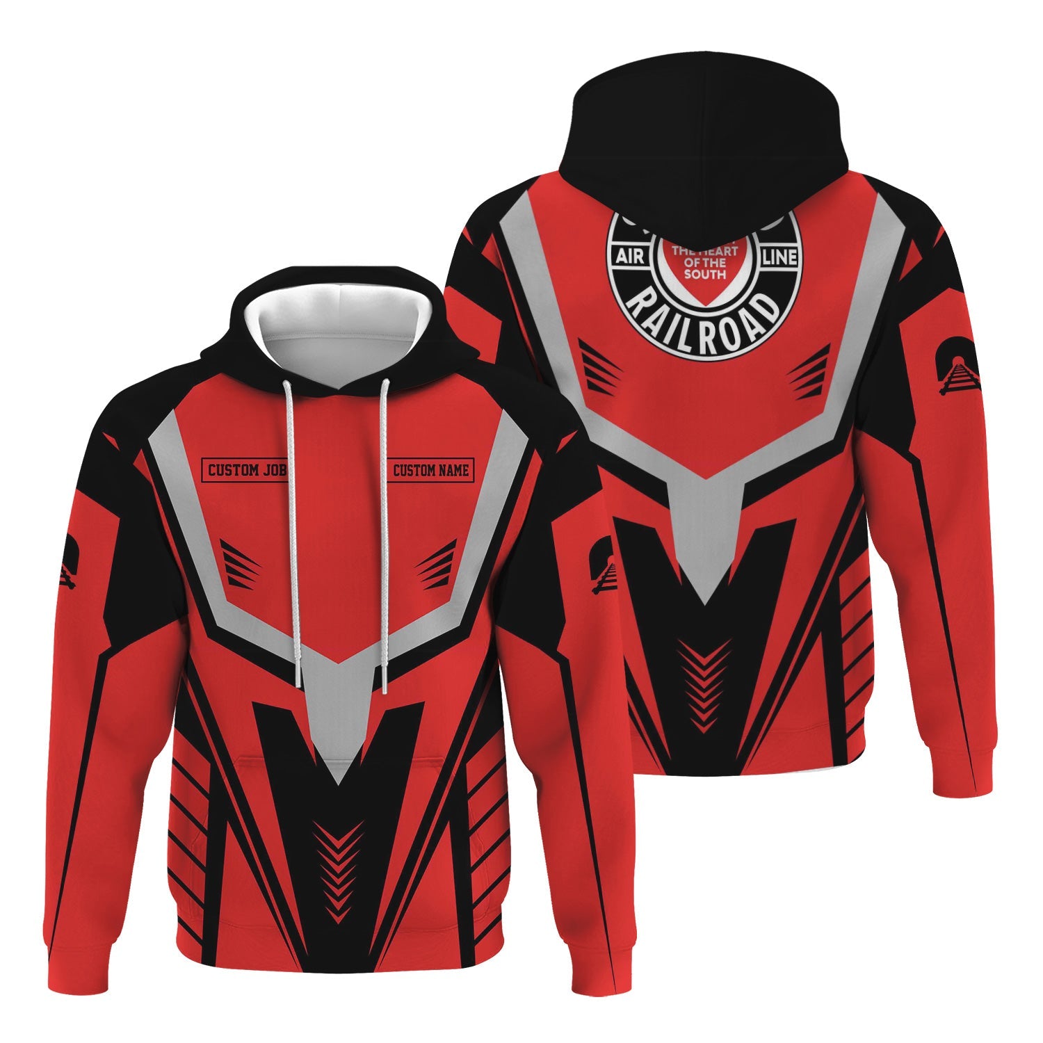 Railspirit Personalized Seaboard Air Line Railroad Hoodie Workwear-Inspired with Custom Position Train Zip Up Hoodie