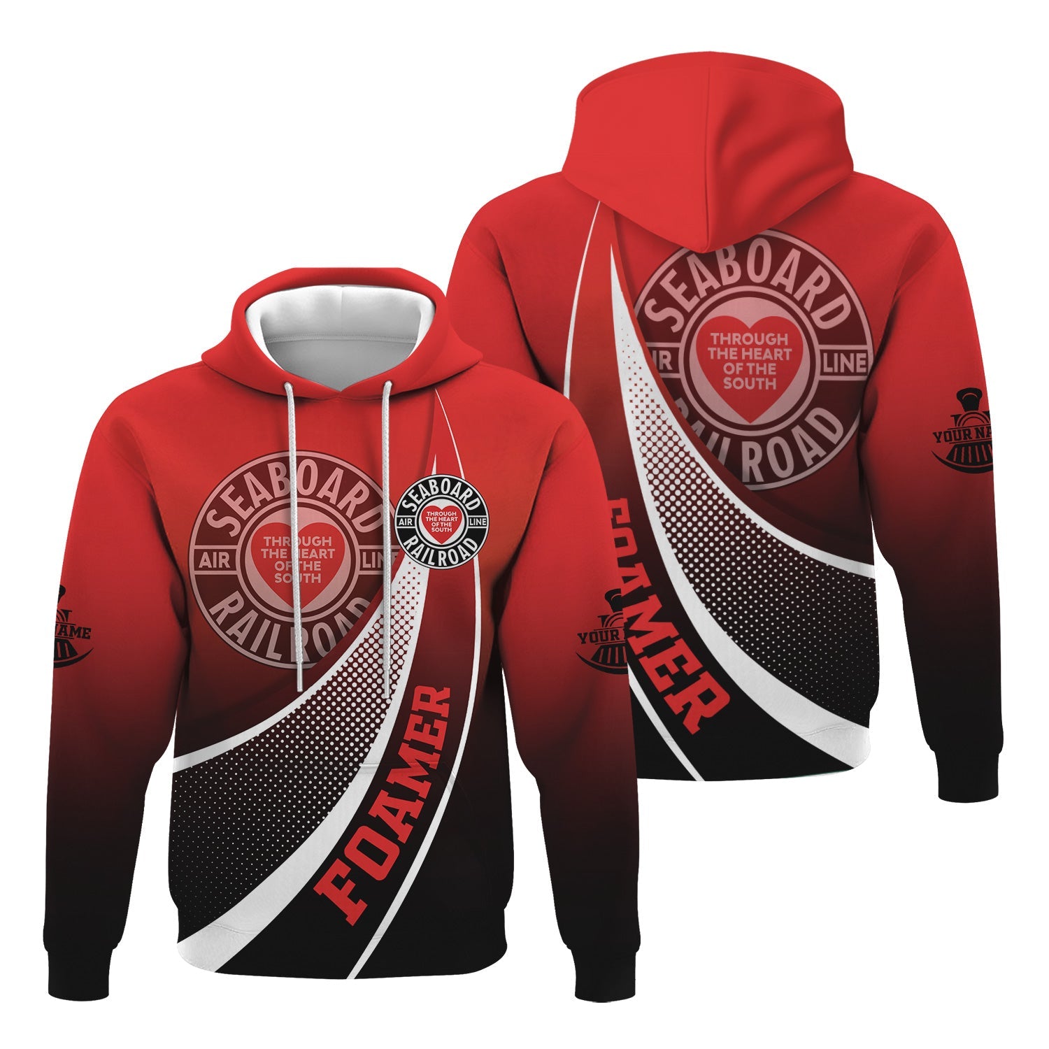 Railspirit Personalized Seaboard Air Line Railroad Hoodie Railway-Themed Style Zip Up Hoodie Gift Idea For Trainspotter