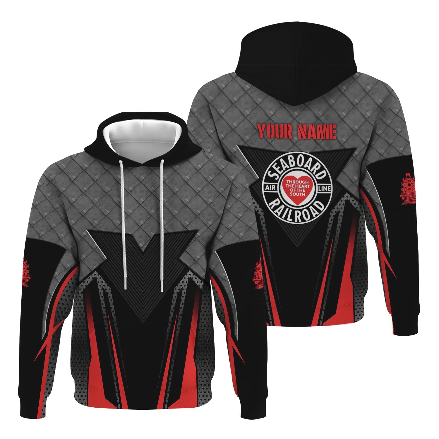 Railspirit Personalized Seaboard Air Line Railroad Hoodie Rugged Steel Vibes Train Zip Up Hoodie All Over Print