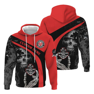 Railspirit Personalized Seaboard Air Line Railroad Hoodie Flame Skull Design Train Zip Up Hoodie for Locomotive Fans