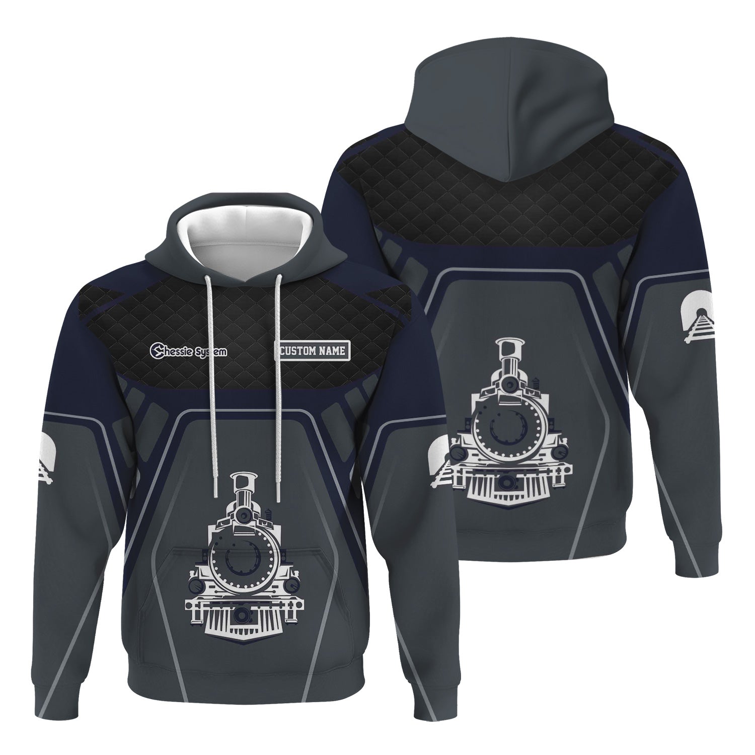 Railspirit Personalized Chessie System Railroad Hoodie Steam Locomotive Engine Graphic Train Zip Up Hoodie All Over Print