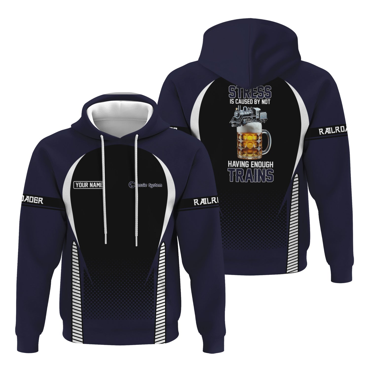 Railspirit Personalized Chessie System Railroad Hoodie Stress Is Caused By Not Having Enough Trains  Zip Up Hoodie