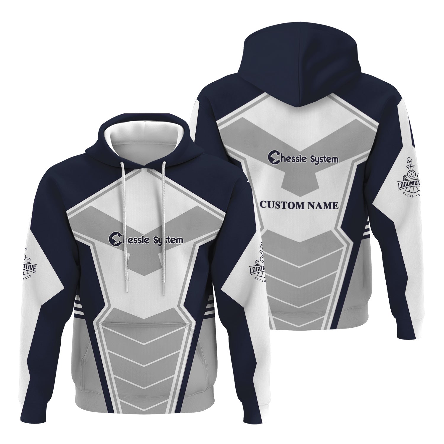 Railspirit Personalized Chessie System Railroad Hoodie Engine-Inspired Style Train Zip Up Hoodie for Railroad Fanatic