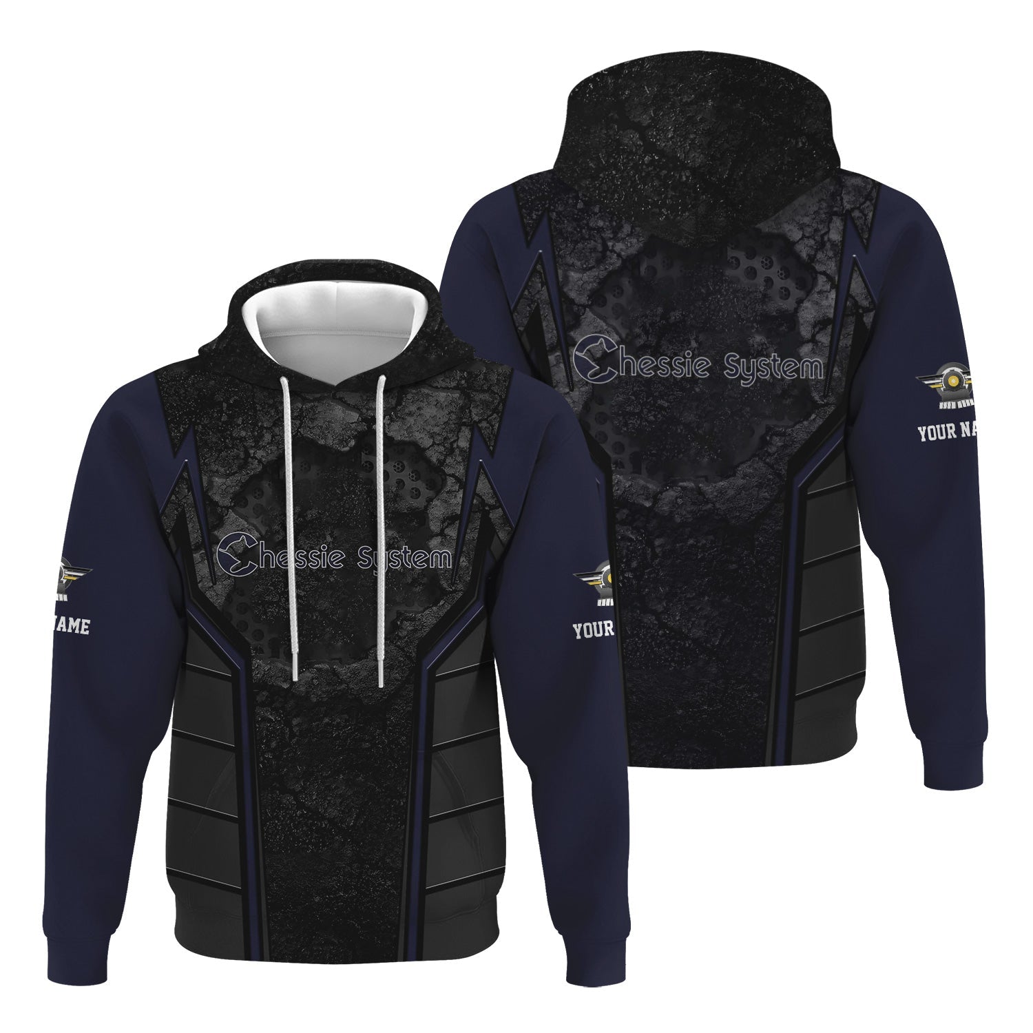 Railspirit Personalized Chessie System Railroad Hoodie Cracked Metal Design Train Zip Up Hoodie for Rail Enthusiasts