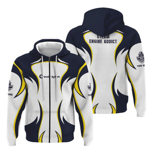 Railspirit Personalized Chessie System Railroad Hoodie Distinctive Flame Style Zip Up Hoodie For Steam Engine Addict