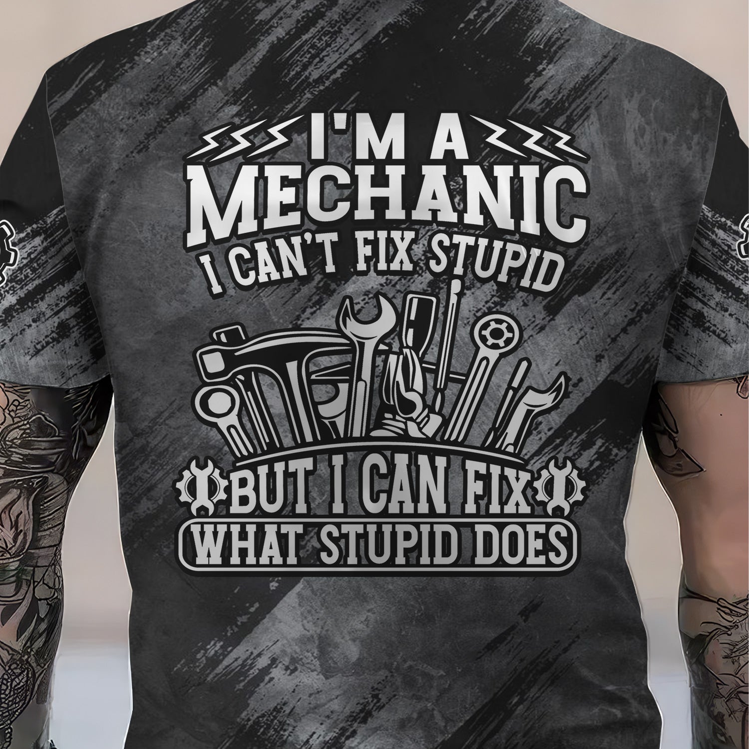 Vintage Mechanic Unisex T Shirt I'm A Mechanic I Can't Fix Stupid Shirt All Over Print