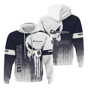 Railspirit Personalized Chessie System Railroad Hoodie Skull Design with Custom Job Train Zip Up Hoodie for Trackhead Crew