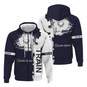 Railspirit Personalized Chessie System Railroad Hoodie Engine Heartbeat and Track Love Style Zip Up Hoodie Gift Idea For Train Lovers