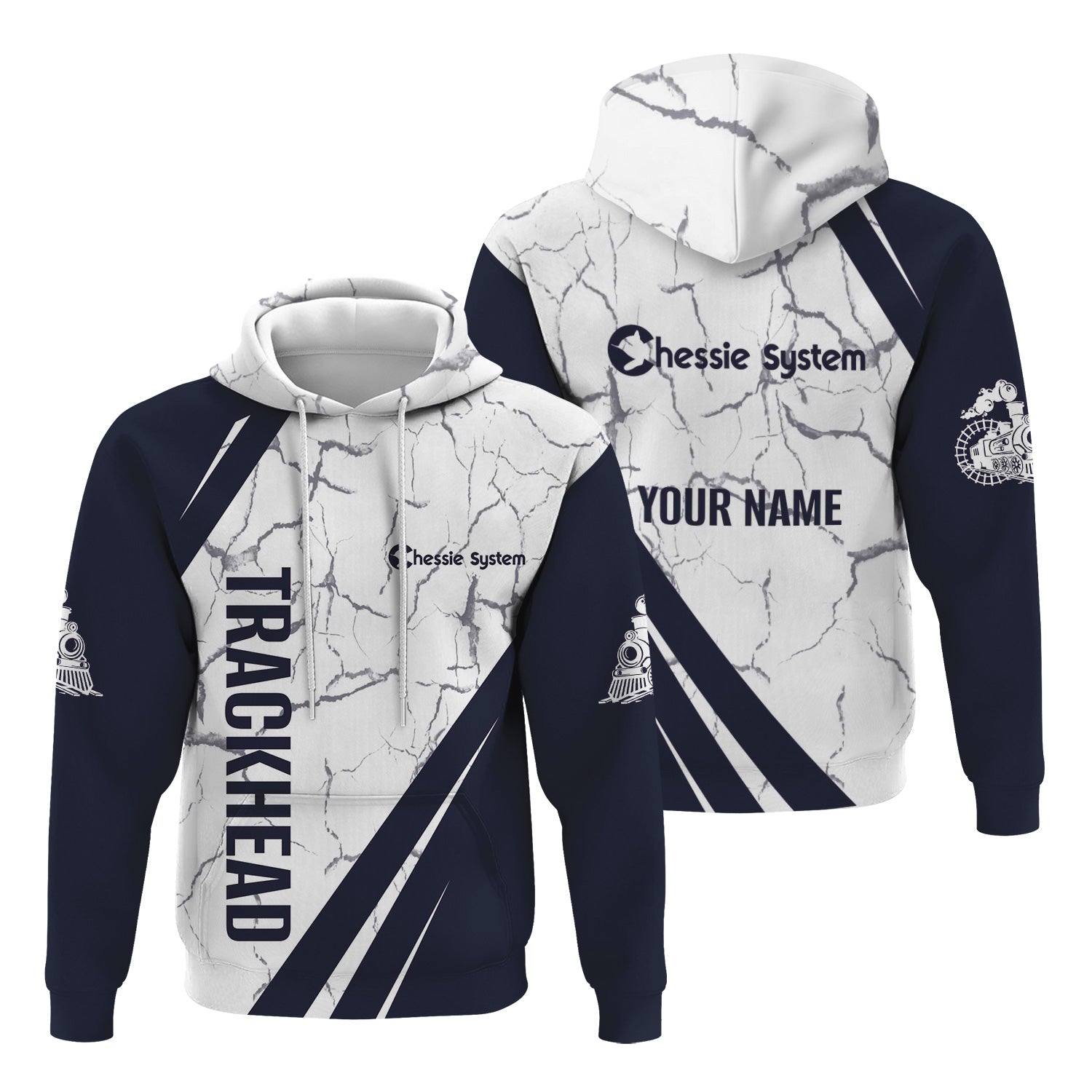 Railspirit Personalized Chessie System Railroad Hoodie Crackle Texture Style Train Zip Up Hoodie For Trackhead
