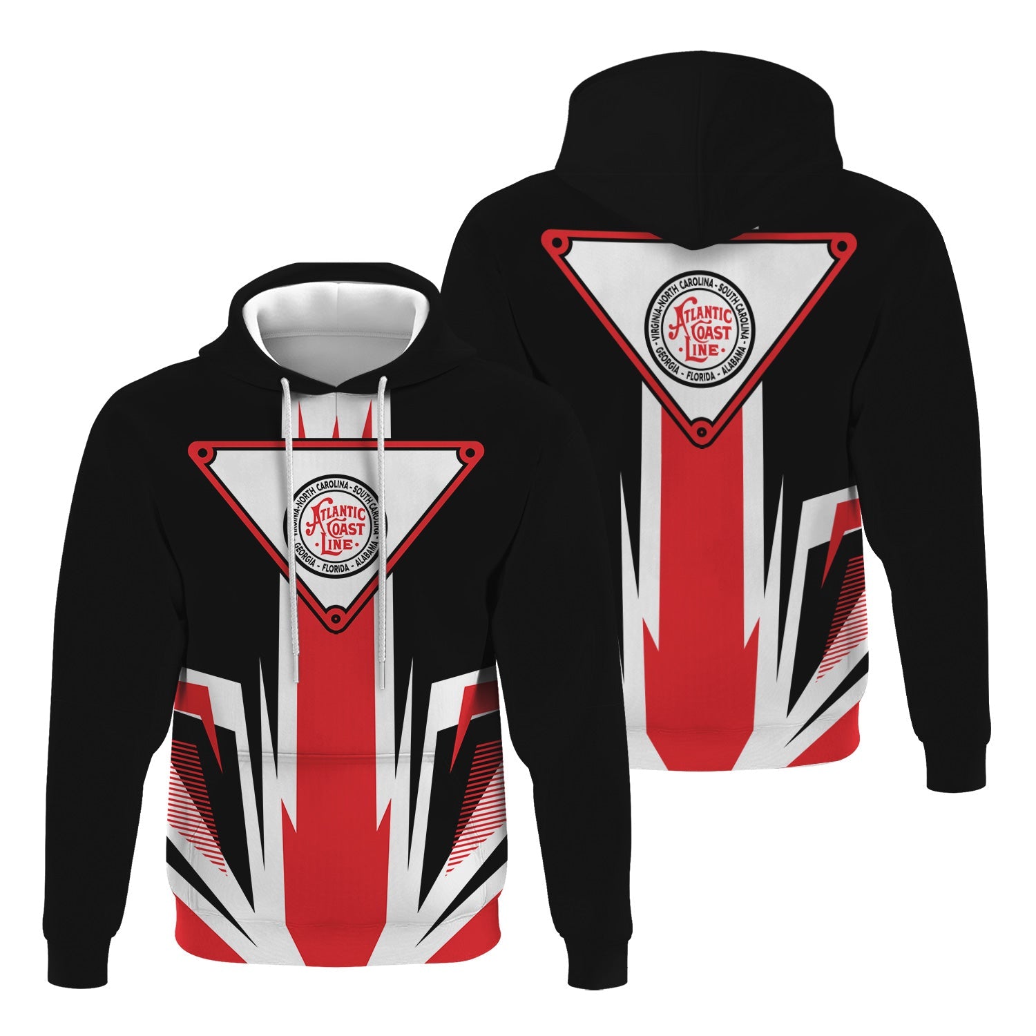 Railspirit Atlantic Coast Line Railroad Hoodie Bold Graphic Style All Over Printed Zip Up Hoodie