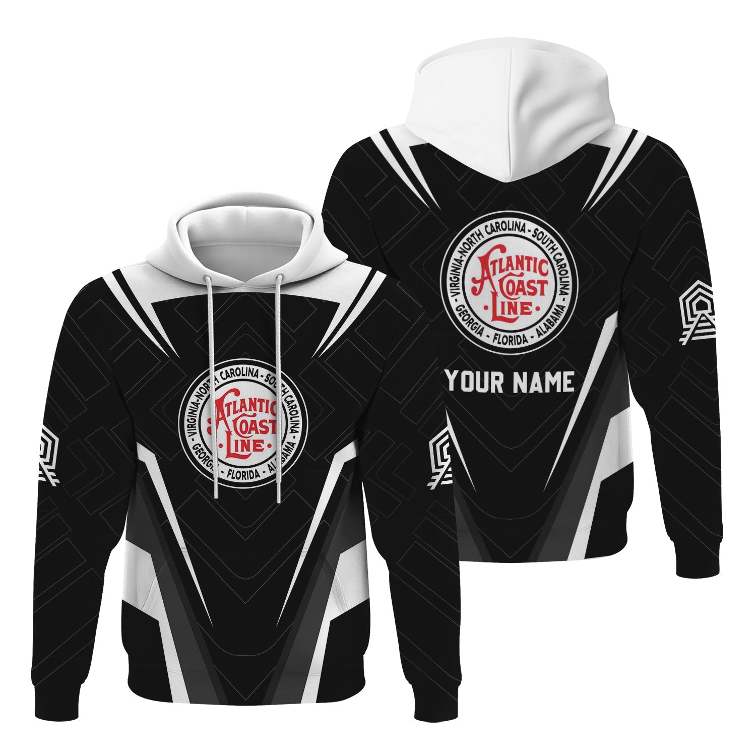 Railspirit Personalized Atlantic Coast Line Railroad Hoodie Railway Inspired Apparel Train Zip Up Hoodie For Train Lovers