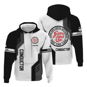 Railspirit Personalized Atlantic Coast Line Railroad Hoodie Unique Railway Style with Custom Job Train Zip Up Hoodie
