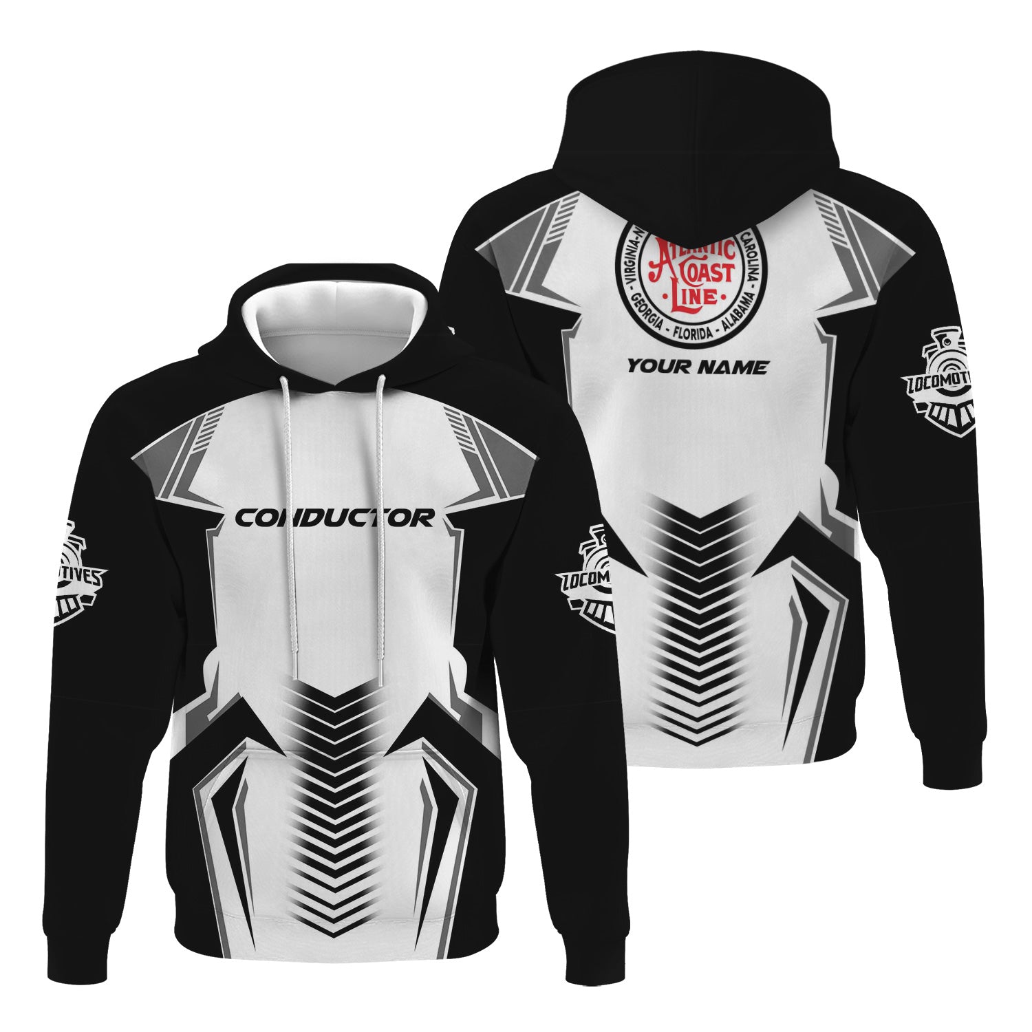 Railspirit Personalized Atlantic Coast Line Railroad Hoodie Standout Style with Custom Position Train Zip Up Hoodie