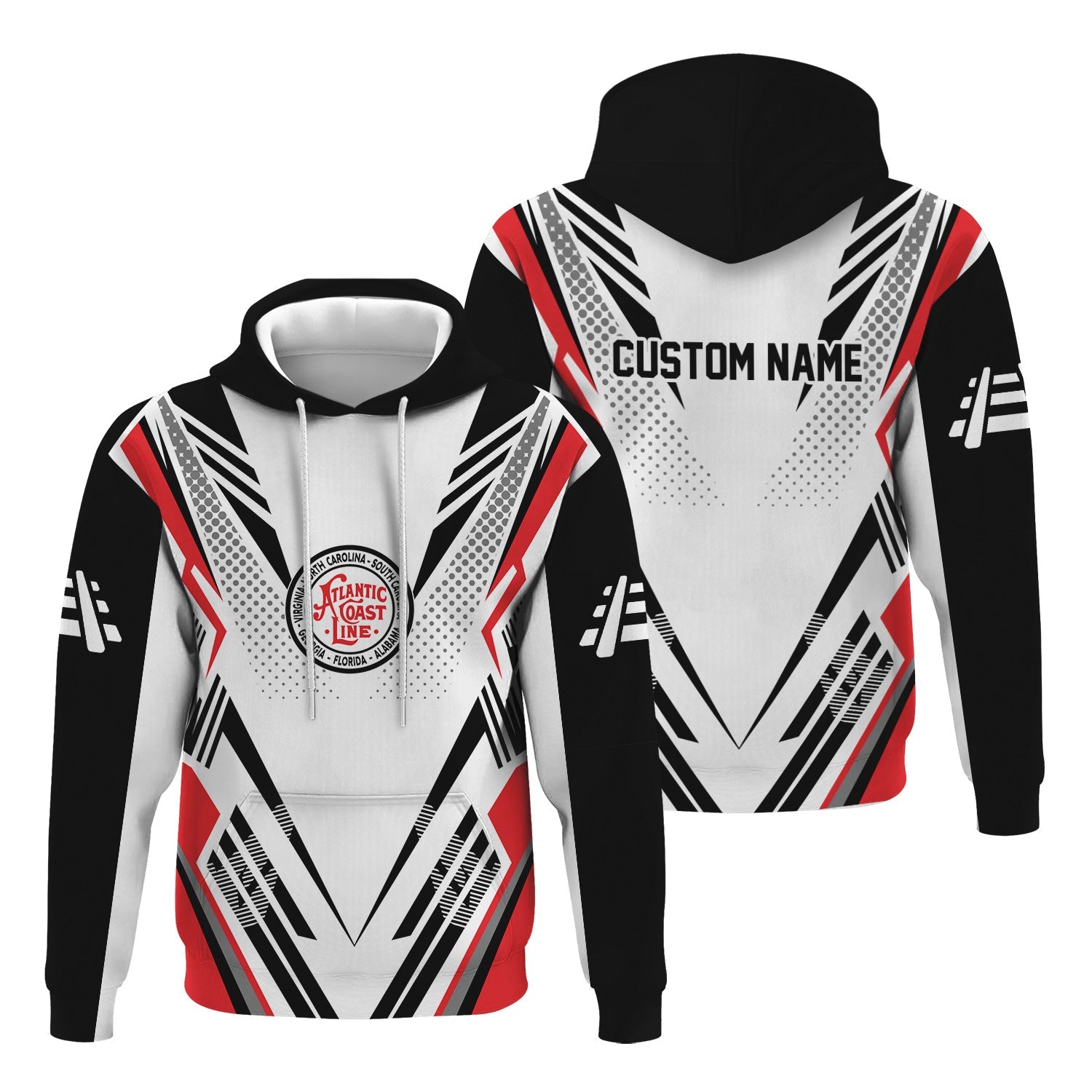 Railspirit Personalized Atlantic Coast Line Railroad Hoodie Railroad Tribute Design Train Zip Up Hoodie for Train Lovers