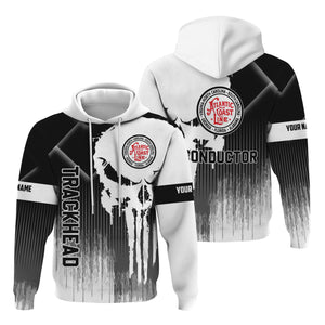 Railspirit Personalized Atlantic Coast Line Railroad Hoodie Skull Design with Custom Job Train Zip Up Hoodie for Trackhead Crew