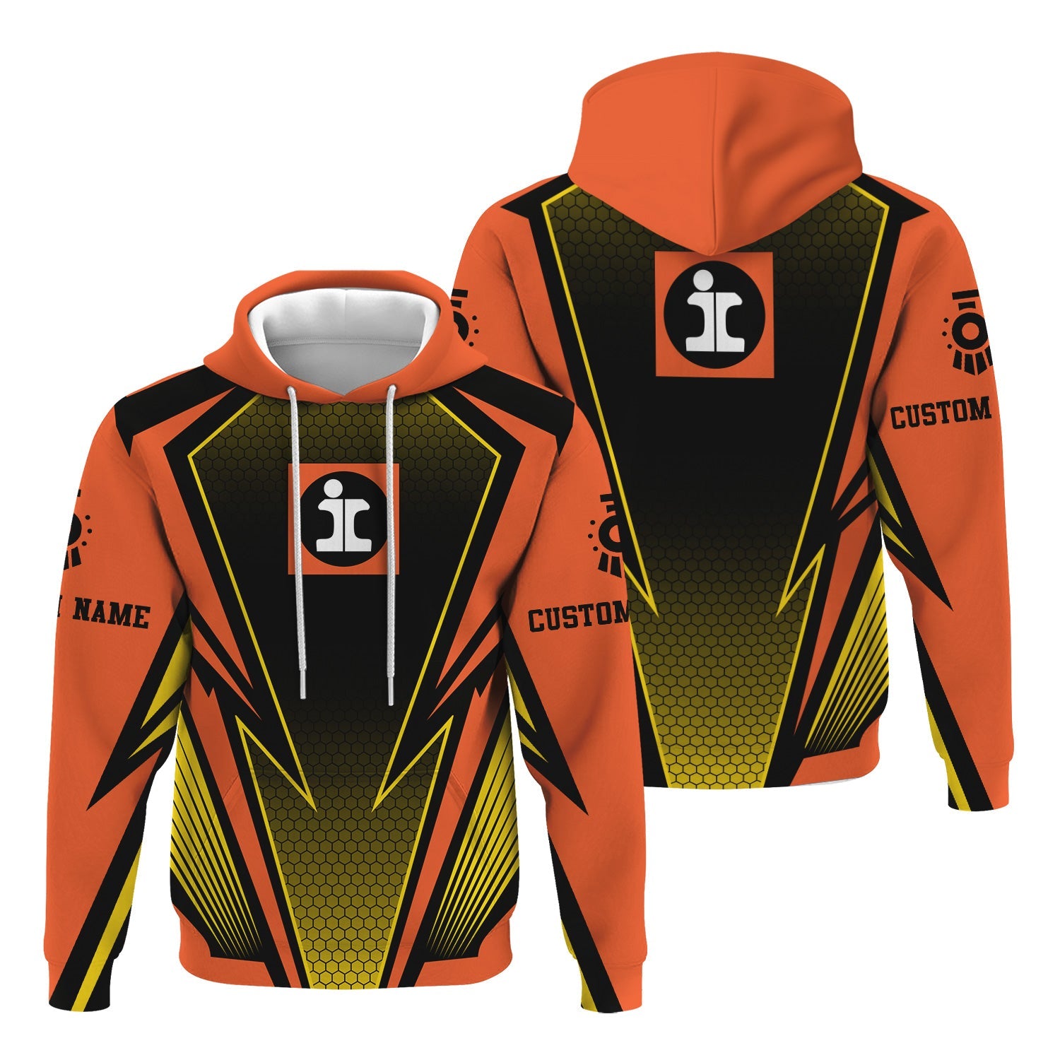 Railspirit Personalized Illinois Central Railroad Hoodie Lightning Graphic Style Zip Up Hoodie Gift Idea For Train Lover