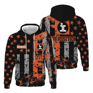 Railspirit Personalized Illinois Central Railroad Hoodie Artistic Paint American Flag Style Train Zip Up Hoodie