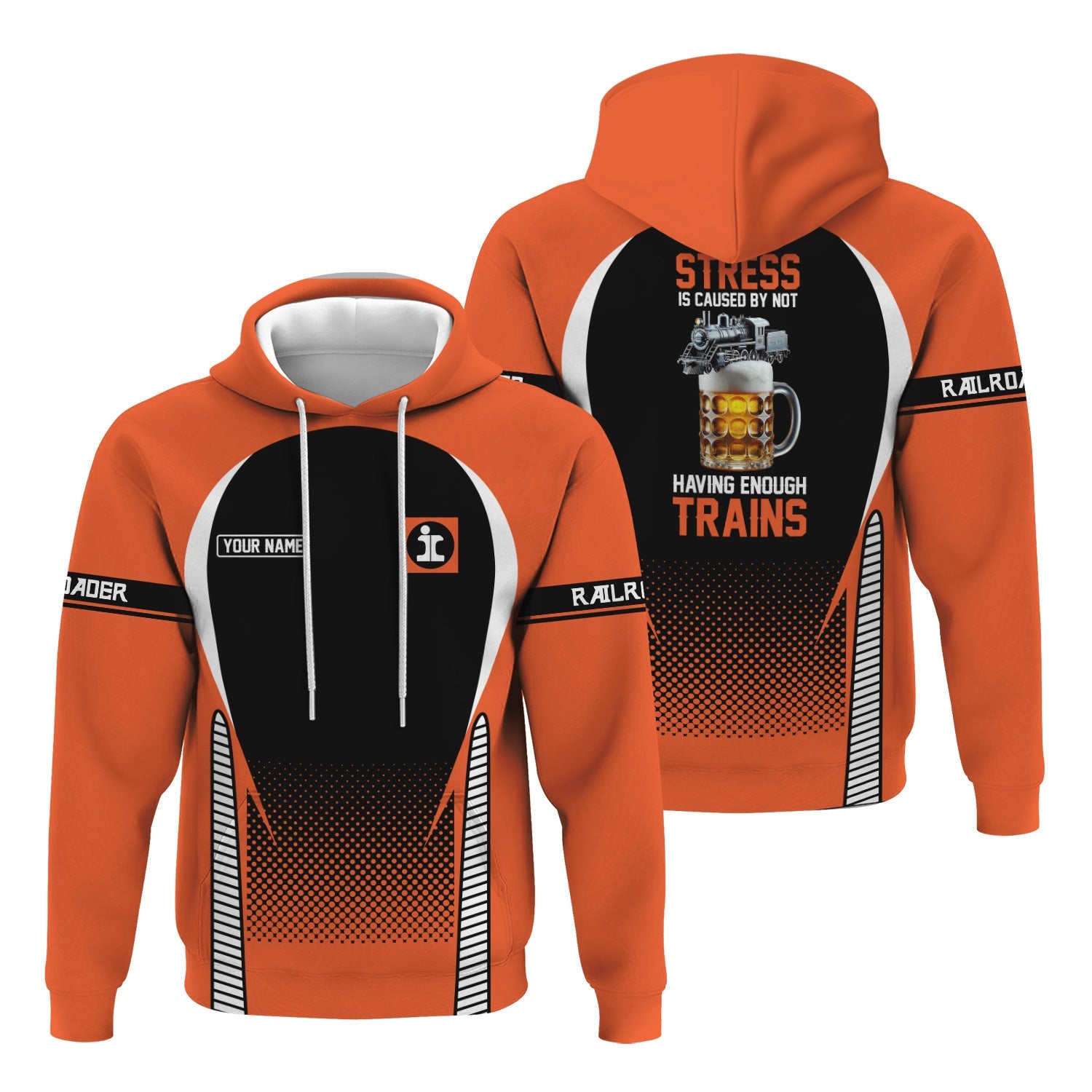Railspirit Personalized Illinois Central Railroad Hoodie Stress Is Caused By Not Having Enough Trains Zip Up Hoodie