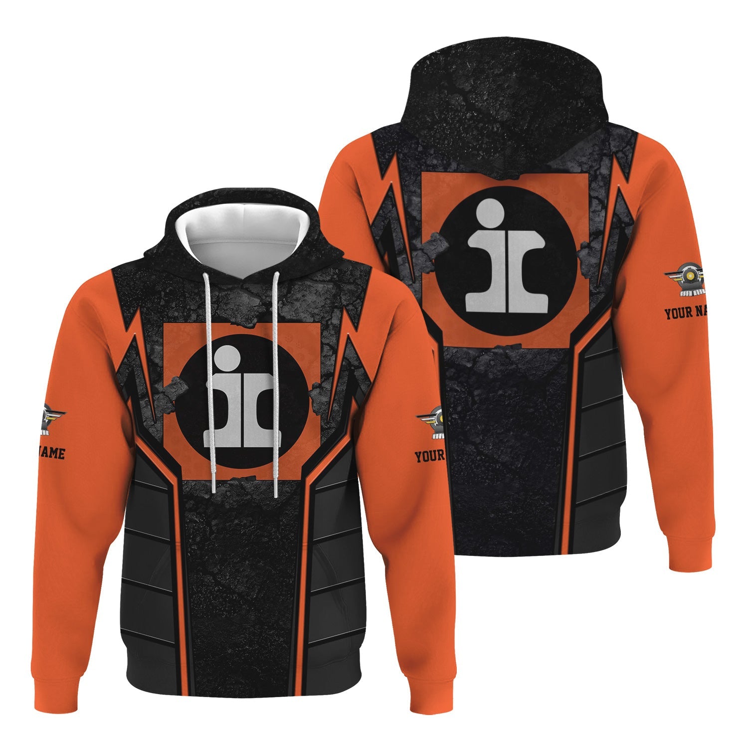 Railspirit Personalized Illinois Central Railroad Hoodie Cracked Metal Design Train Zip Up Hoodie for Rail Enthusiasts