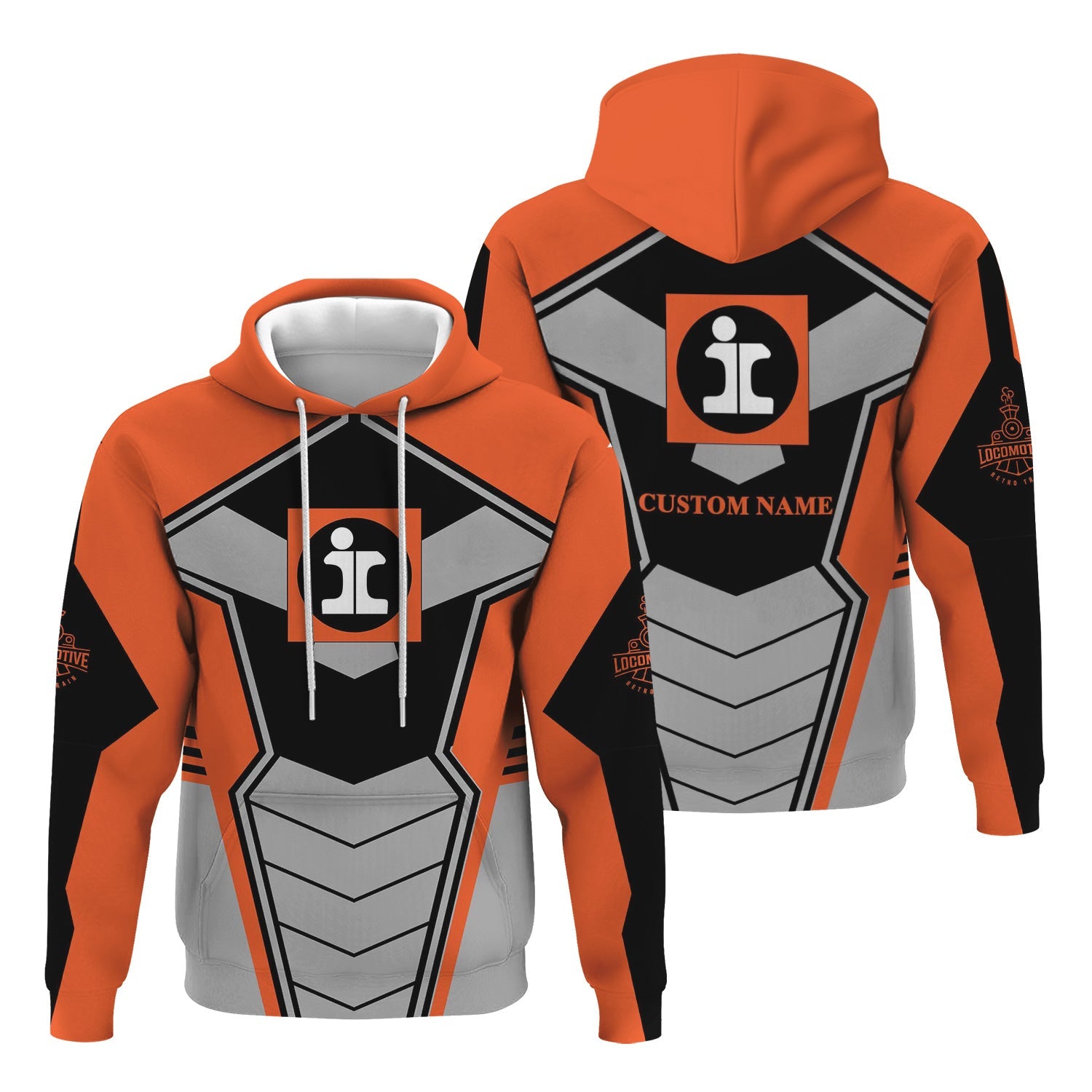 Railspirit Personalized Illinois Central Railroad Hoodie Engine-Inspired Style Train Zip Up Hoodie for Railroad Fanatic